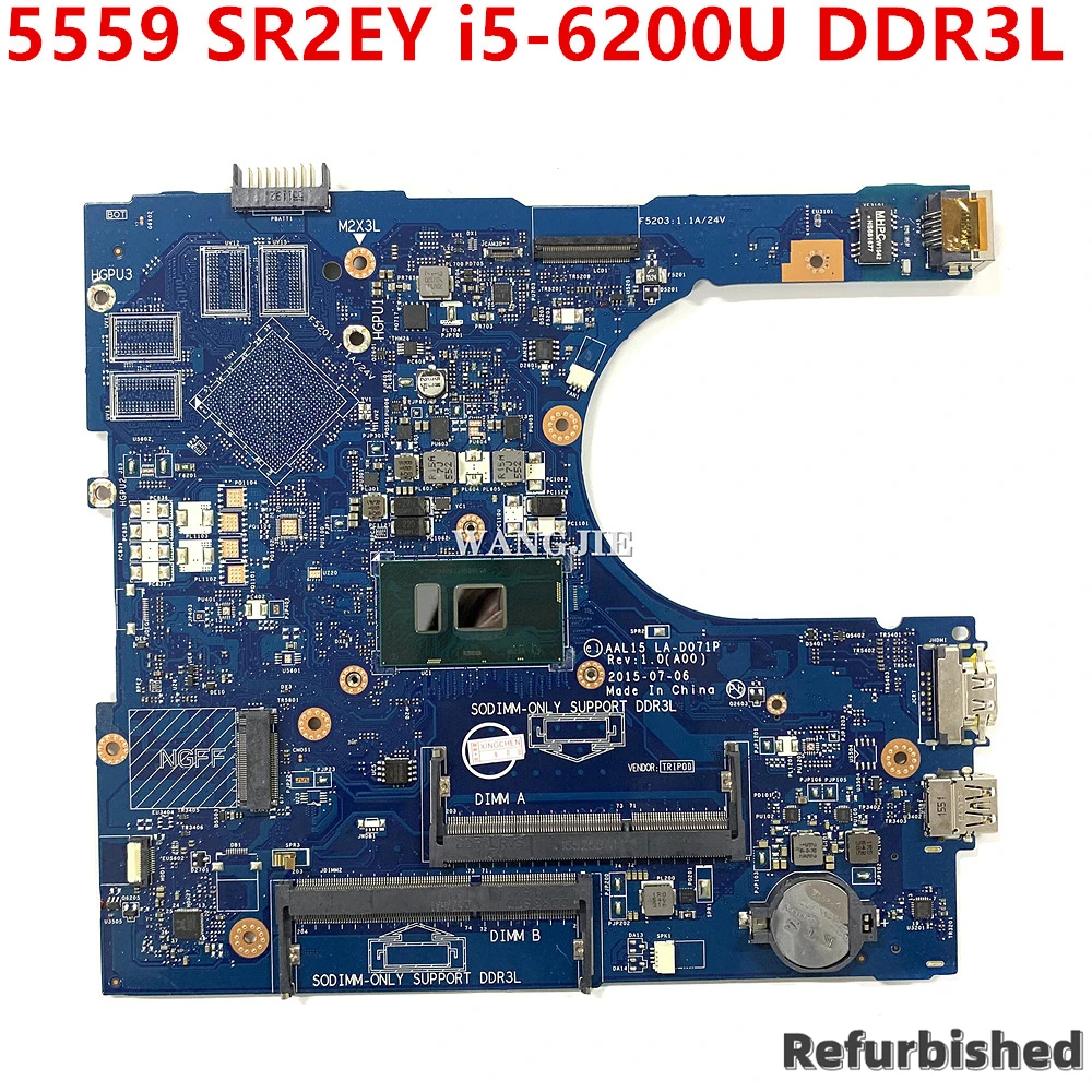 Refurbished CN-0FV59D 0FV59D FV59D LA-D071P For DELL 5559 Laptop Motherboard With SR2EY i5-6200U Processor DDR3L 100% Tested