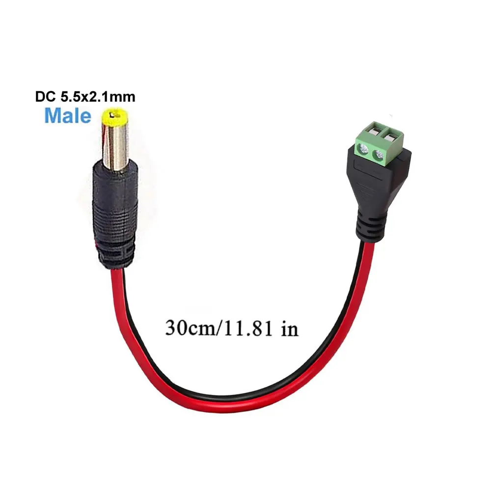 DC 5,5mmx2,1mm Schraubklemmenadapter Stromverlängerungskabel DC auf 2-Pin Lötfreier Steckverbinder Ersatz-Reparaturkabel