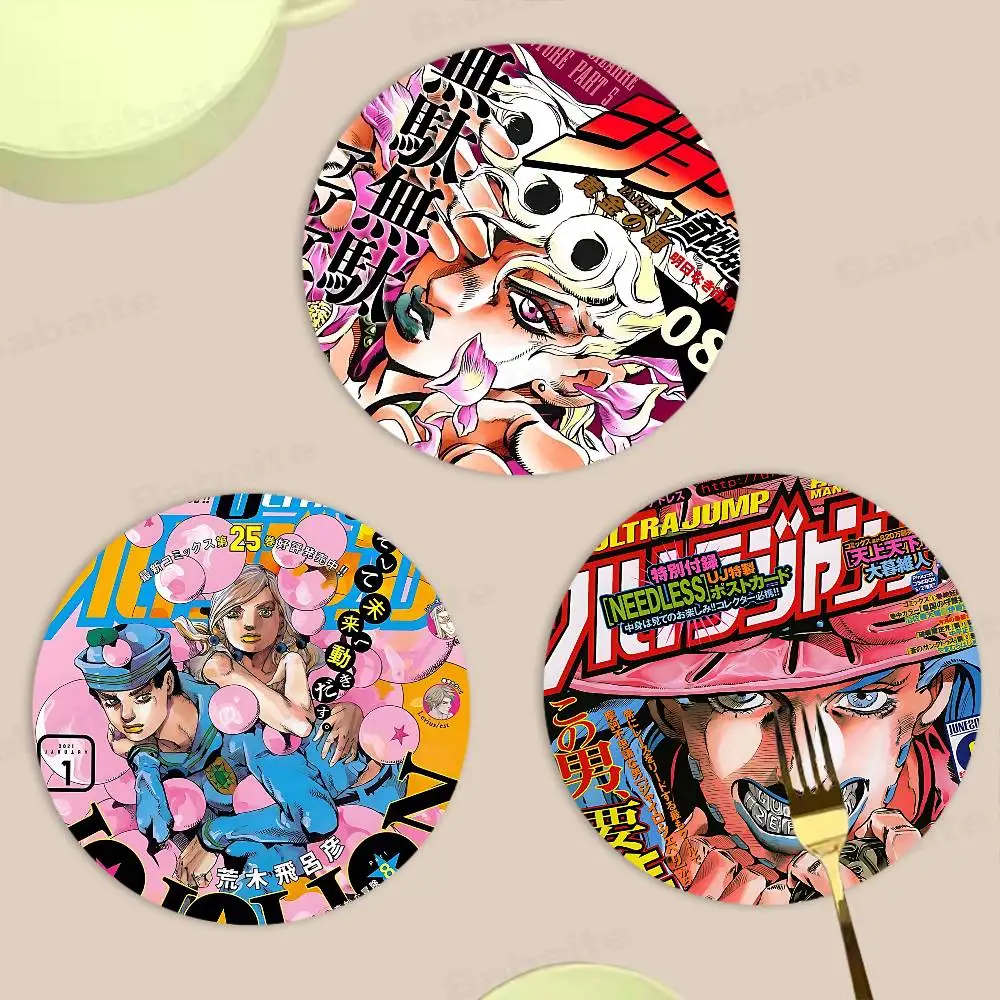 Anime JoJo Bizarre Adventure Coasters Suitable for daily family gathering decoration, kitchen, anti-slip wooden coasters