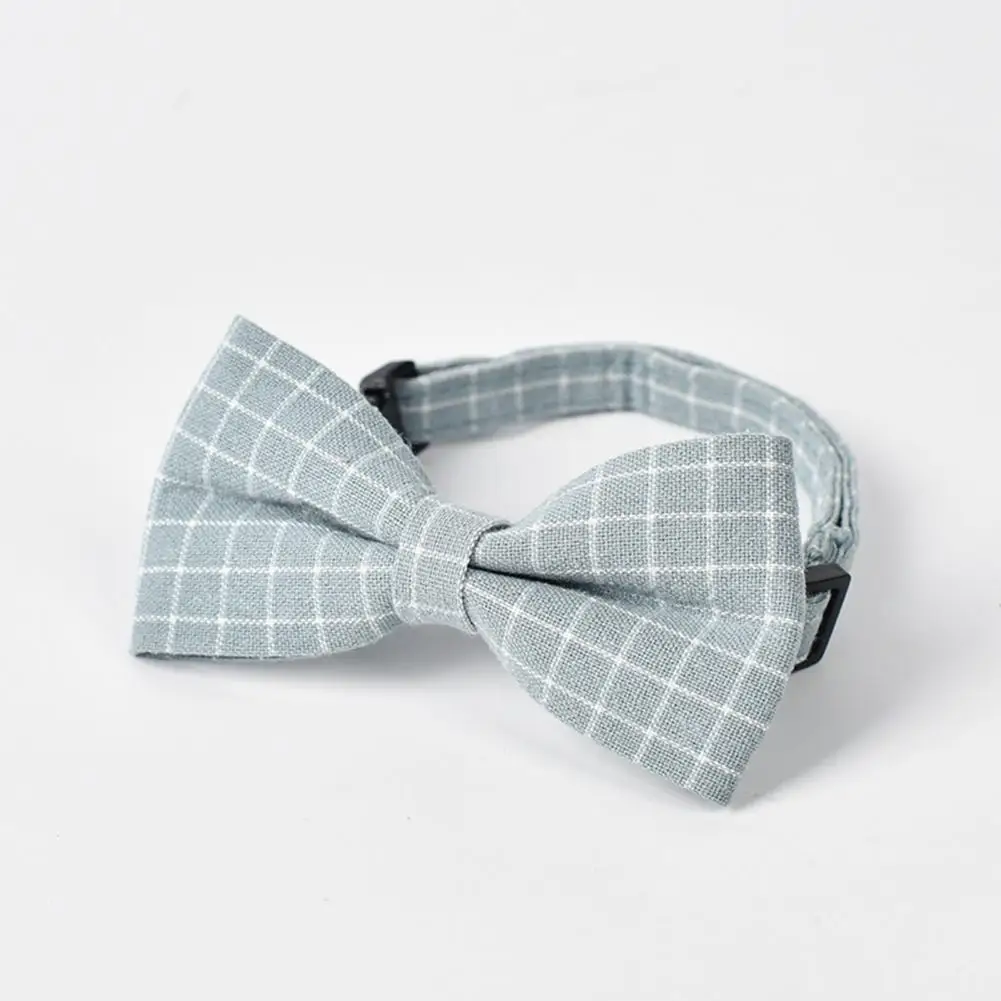 Classic Pet Collar Adjustable England Style Plaid Pet Bow Tie Collar for Comfortable Lightweight Dog Cat Accessory for Small