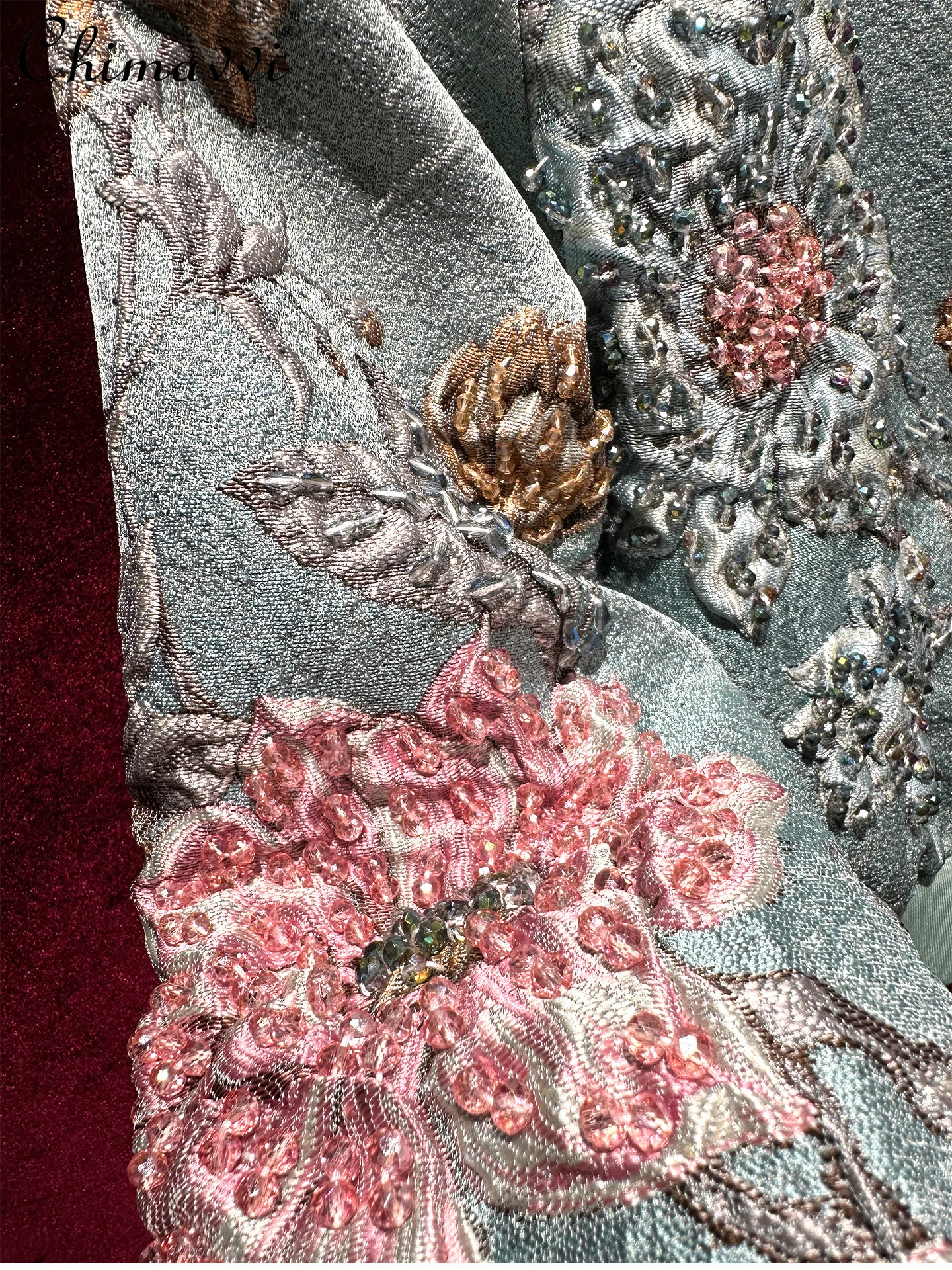 High-End Heavy Beading Embossed Jacquard Embroidery Casual Jacket Coat Baseball Jacket Women Autumn New Fashion Long Sleeve Top