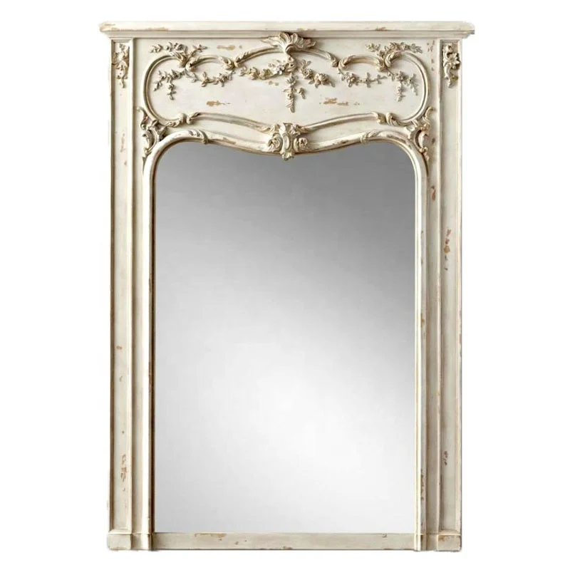 

/High-end French Furniture Artistic Smart Antique Solid Wood Salon Dressing Floor Standing Mirror