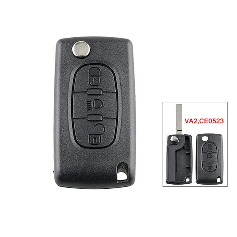 3 pulsanti VA2 nero Remote Car Key Fob Case CE0523 per Citroen C4 2004 2005 2006 2007 2008-2010 Shell sostituzione Floding Key