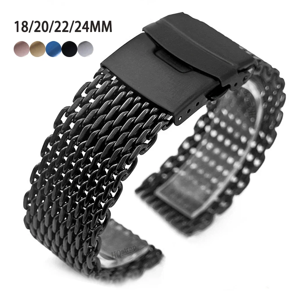 Solid Buckle Stainless Steel Strap Mesh Band 18mm 22mm 24mm 20mm for Samsung Galaxy Watch3 Bracelet for Seiko Band Men Wristband