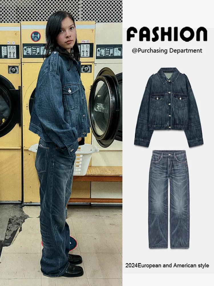 

Women's Jacket Coat New Autumn 2025 Wide Leg Jeans 401 Denim Outerwear Fashion European Style Female Gender