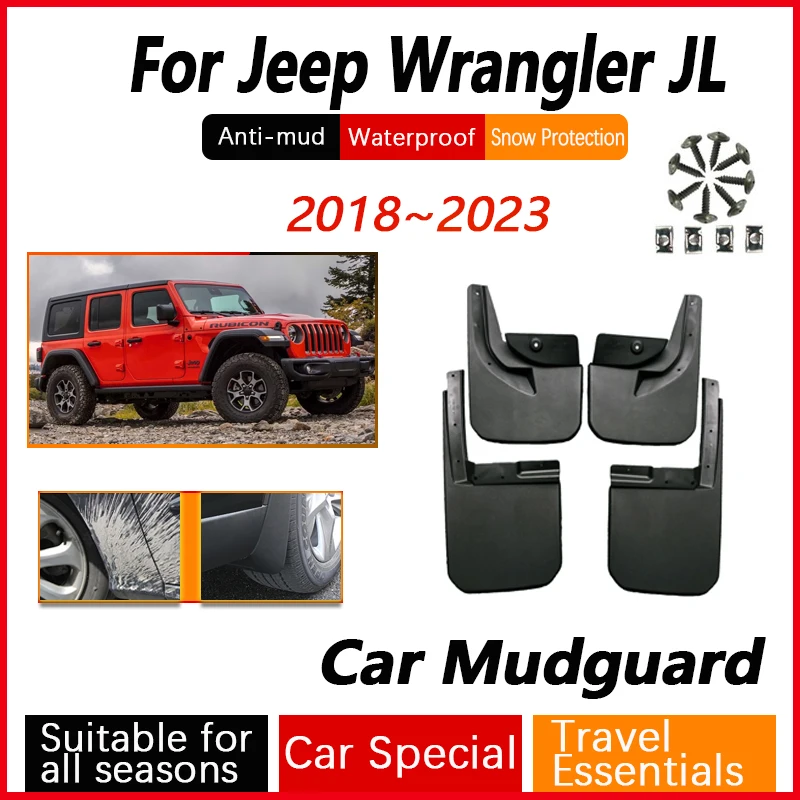 4PCS Car Wheel Fenders For Jeep Wrangler JL 2018~2023 Antifreeze Flare Mudguard Flaps Splash Mud Guard Mudflaps Auto Accessories