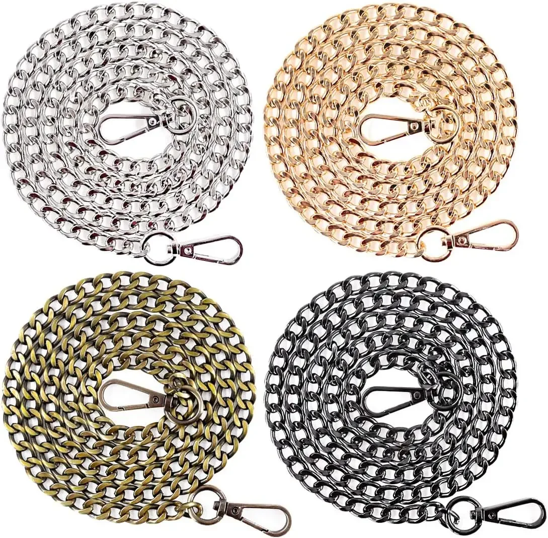 120 ซม.โลหะอลูมิเนียมโซ่เปลี่ยนอุปกรณ์เสริมสําหรับมือผู้หญิงกระเป๋าถือไหล่ DIY Handmade สายรัดที่ถอดออกได้