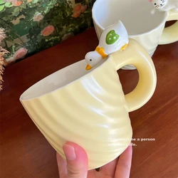 Ceramic Coffee Mug Cartoon Duck Cat 3D Creative Water Cups Couple Office Afternoon Tea Cup Student Dormitory Cup Drinkware