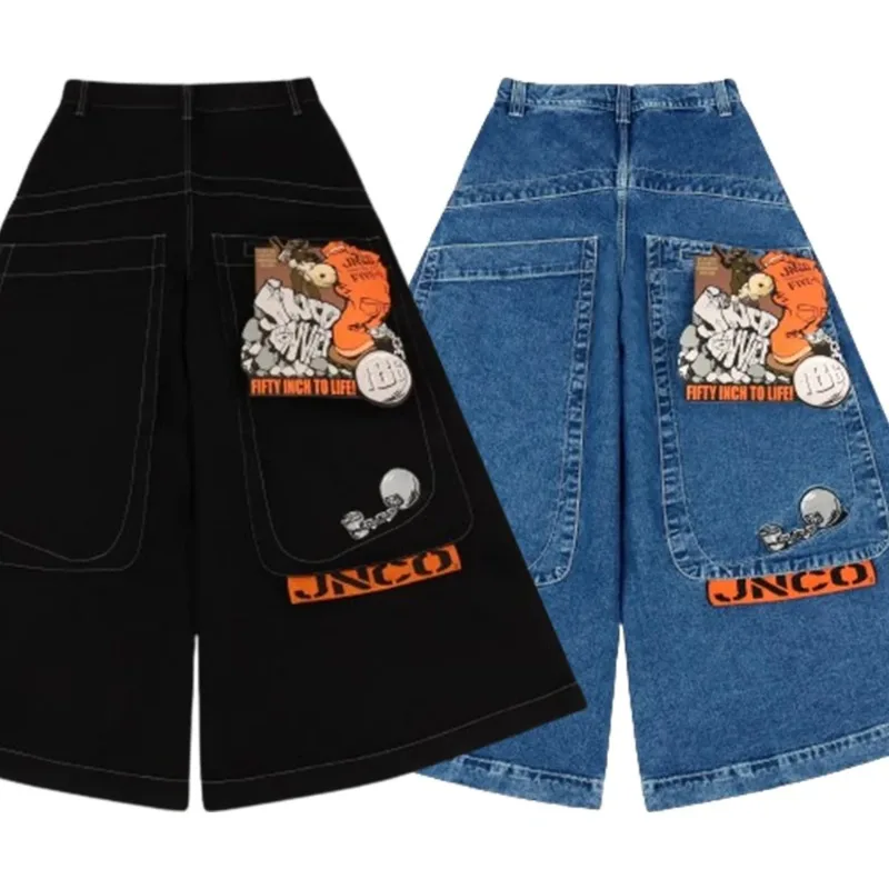 

JNCO Baggy jeans Y2K American Hip Hop Streetwear Large pocket jeans Harajuku Mens Womens wide leg pants Gothic New jeans woman