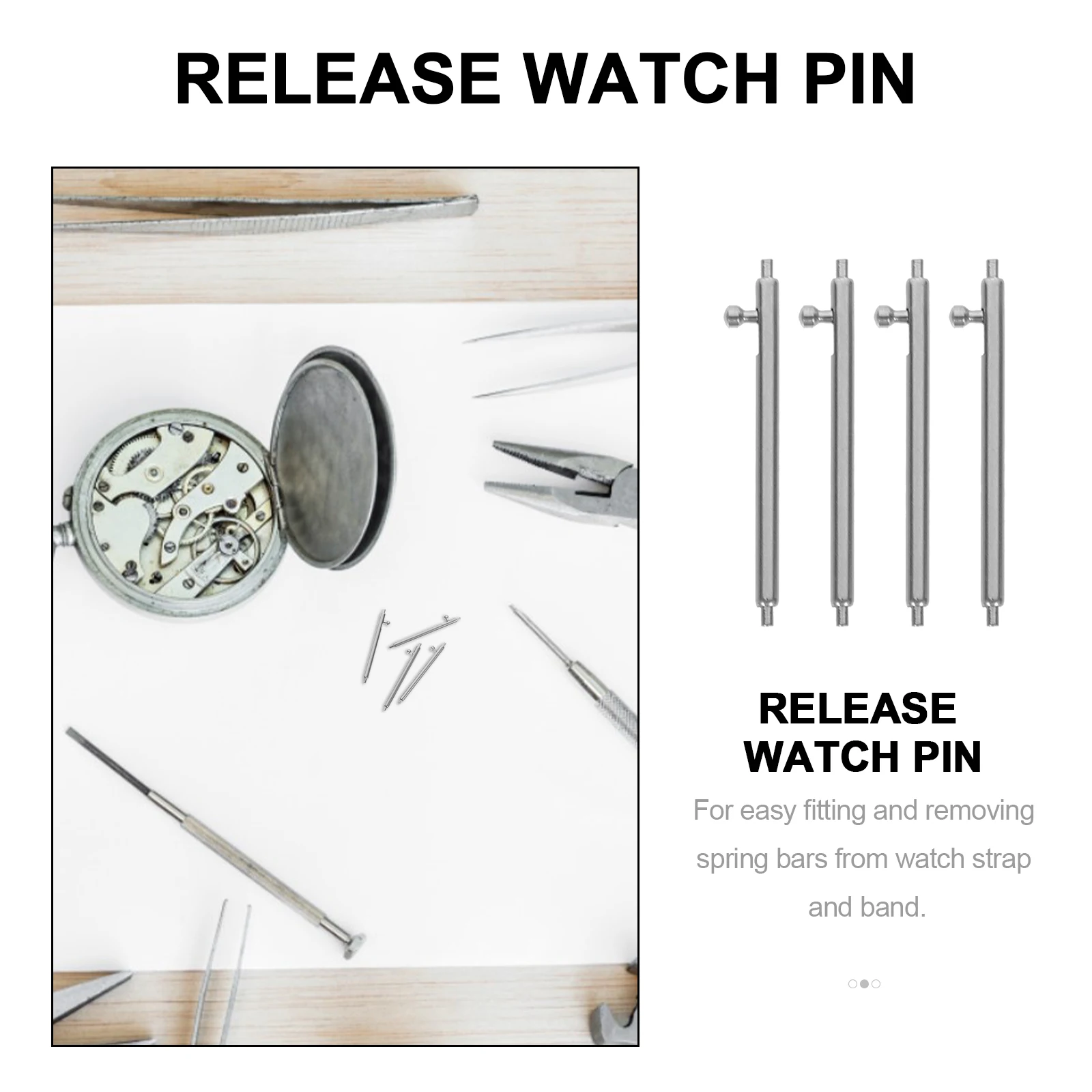 

4pcs Quick Release Spring Bar Tool 1.5 20mm Stainless Steel Watch Band Pin Remover Heavy Duty Handle Reversible Fork for Metal