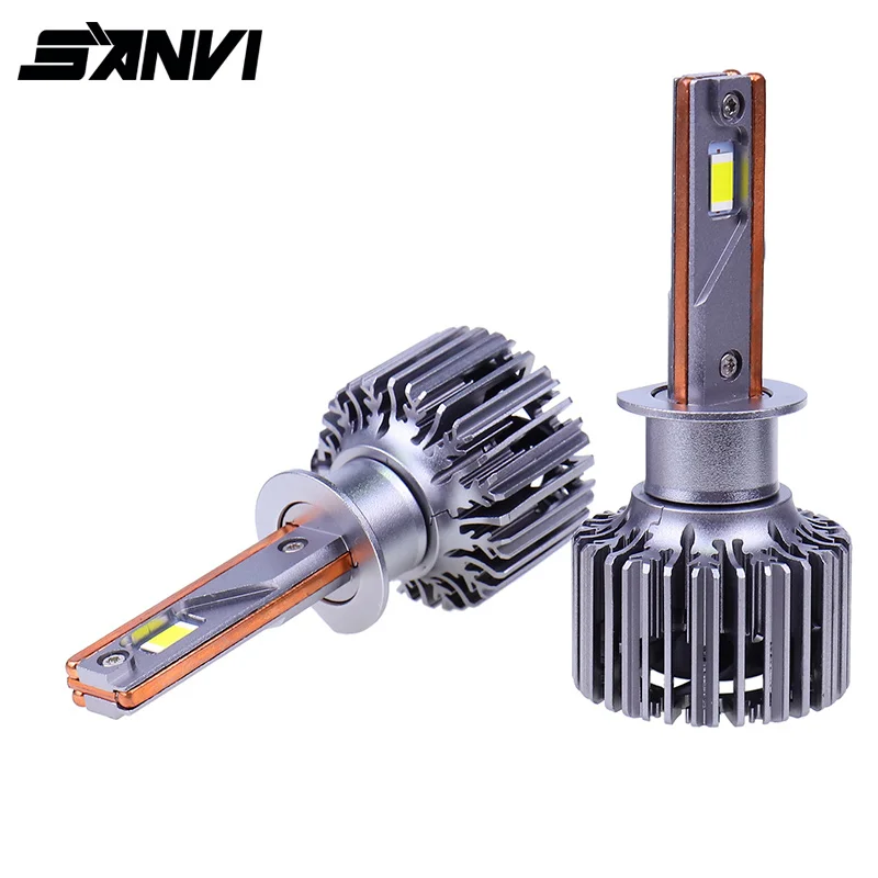 

SANVI 2 шт. Автомобильная светодиодная лампа для фар H1 H4 H7 H11 9005 9006 9012 Авто светодиодная лампа 12 В 24 В 6000 К с тремя тепловыми трубками Автомобильные фары DIY Наборы