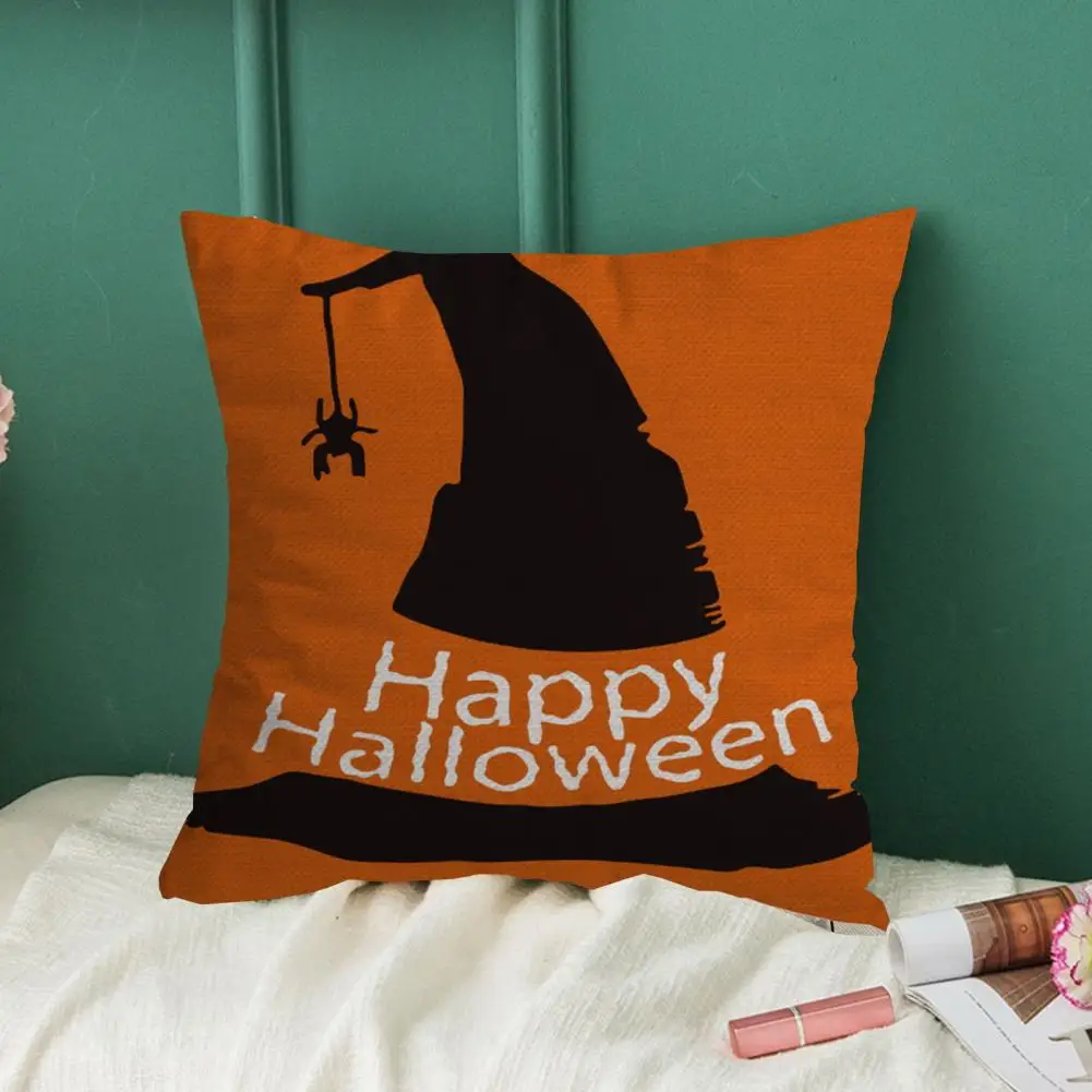 

Halloween Pillowcase Halloween Throw Pillowcase with Witch Spider Ghost Print Hidden Zipper Closure Cushion Cover for Bedroom