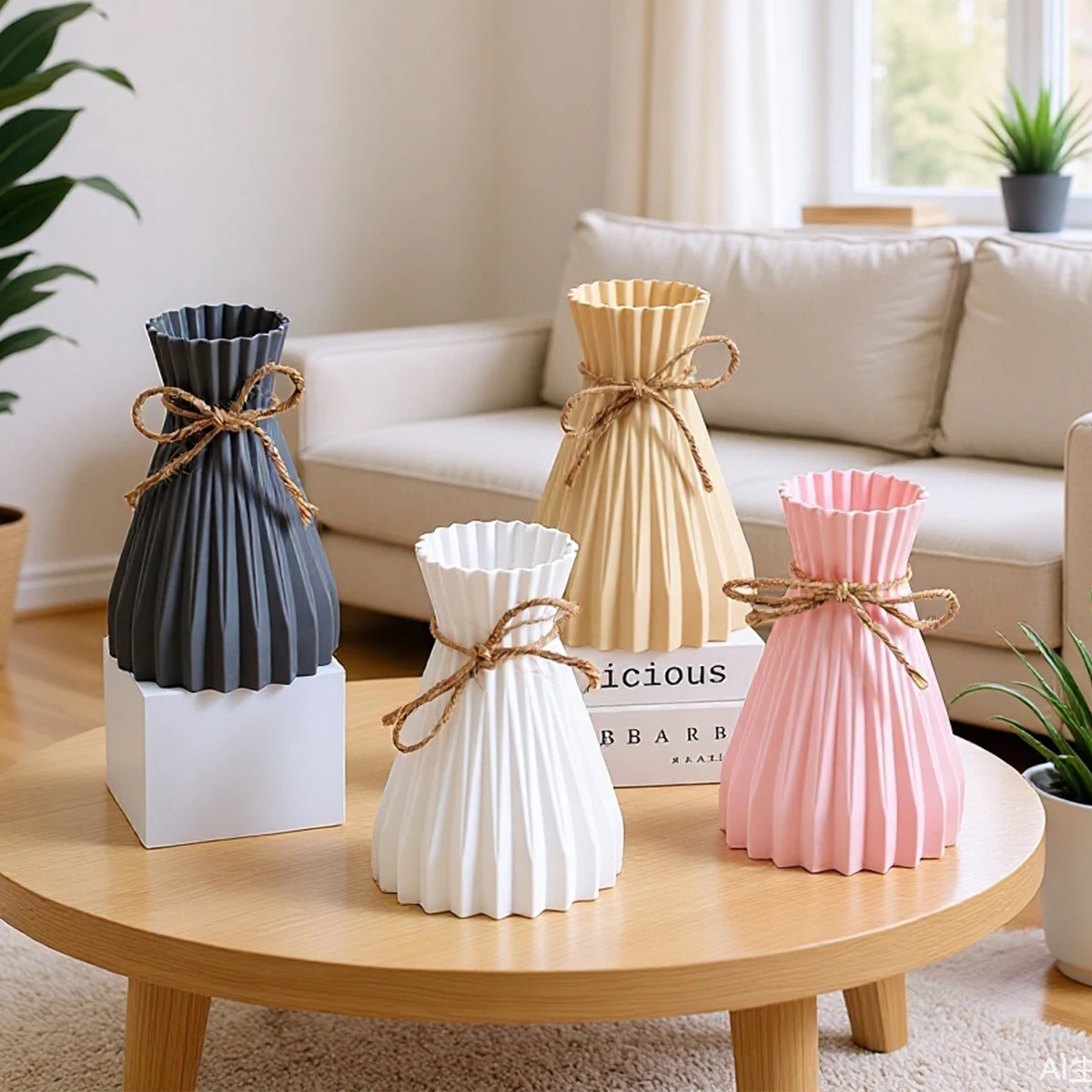 1PC Wasser Welligkeit Kunststoff Vase Hause Wohnzimmer Büro Blume Anordnung Dekoration Handwerk Hochzeit Tisch Zentrum Vase Ornament