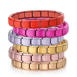 Fashion Colorful Elastic Italian Charm Link Chain Stainless Steel Bracelet For Women Men Bangle on Hand Jewelry DIY Making
