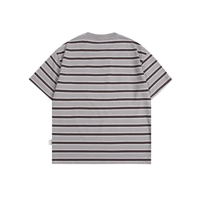 2026 Summer New American Striped Short Sleeved T-shirt for Men and Women Cityboy Loose Casual Tees