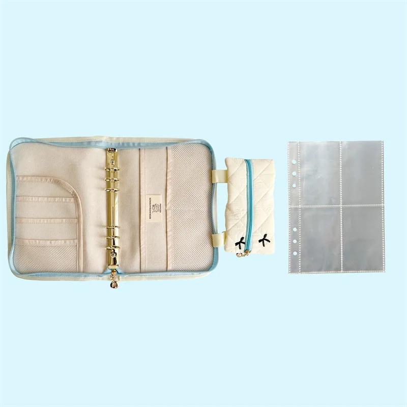 New A5 Multifunctional Thickened and Widened Zipper 6-ring Binder Storage Bag, Refillable Notebook Cover, with Same Small Bag