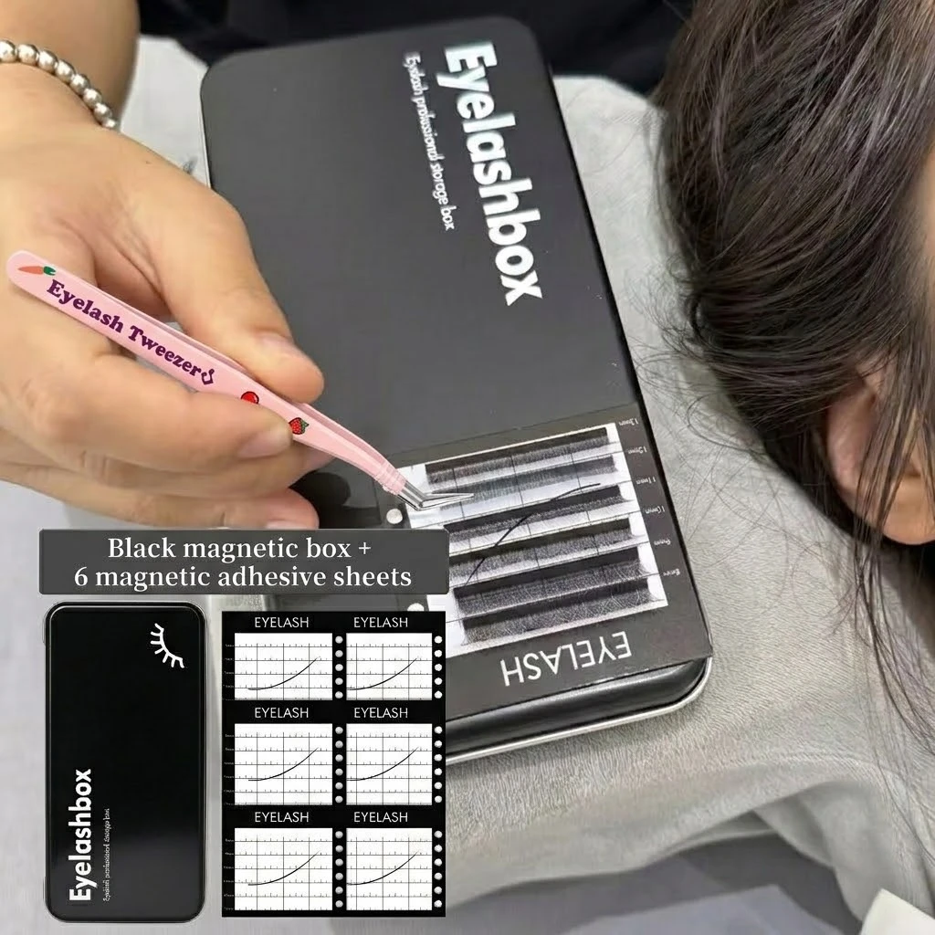 Magnetische Aufbewahrungsbox für Wimpernverlängerungen für Damen, professioneller Wimpern-Organizer mit magnetischer Display-Palette, Make-up-Tool – Detail 5