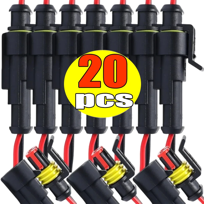 

10-20PCS Car Wire Electrical Connectors Plug with Wire for Car Motorcycle Scooter Marine 2 Pin Way Waterproof Plugs Parts
