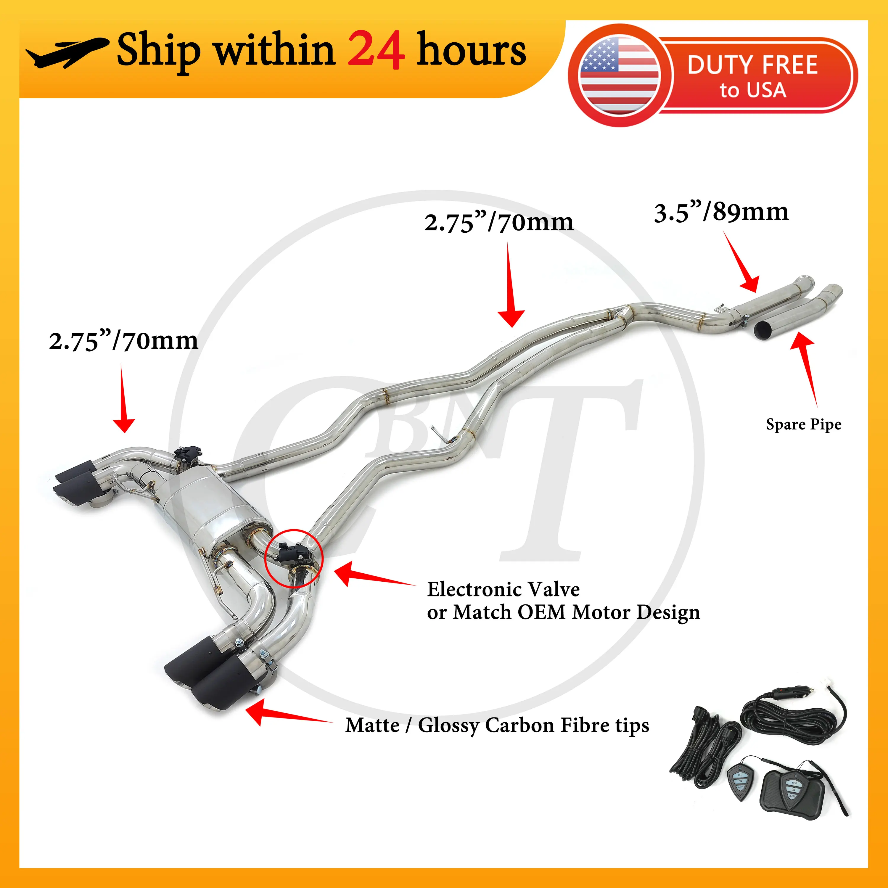 

CBNT Valved Catback Exhaust Pipe for BMW M240i G42 M340i G20 M440i G22 B58 3.0T Performance SS304 Valvetronic Exhaust Systems