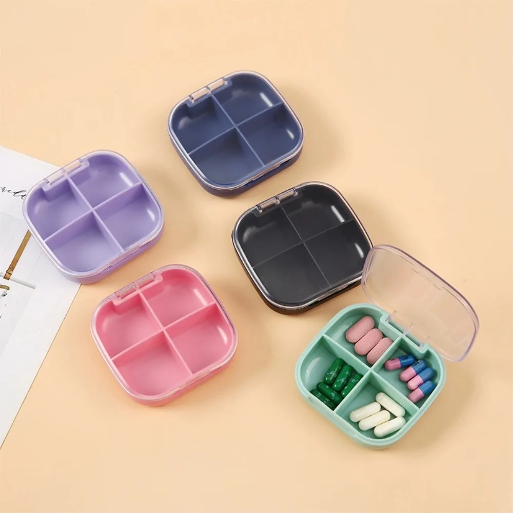 New Hot Premium Portable Travel Small 4 Grids Pill Container Organizer Storage Box Cases Tablets for Vitamin Medicine Fish Oils