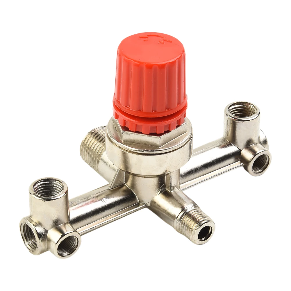 1pc Regulator Valve Double Outlet Tube Air Compressor Switch Pressure Regulator Valve Fitting Part For Piston Air Compressor