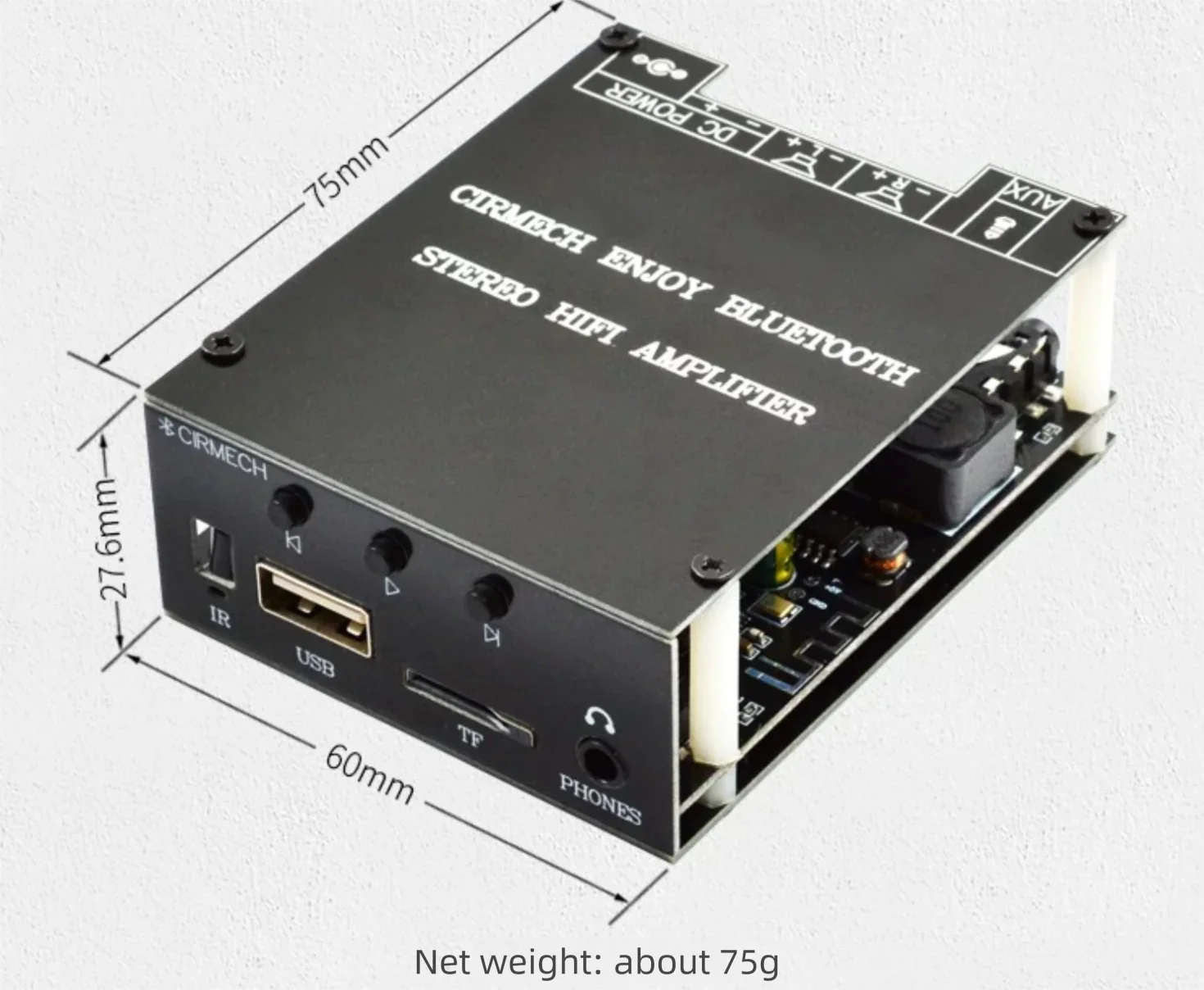 HIFI Bluetooth 5.1 Stereo 2.0 Dual-Channel Amplifier Board with TF USB Flash Drive AUX Input High-Power TPA3116D2