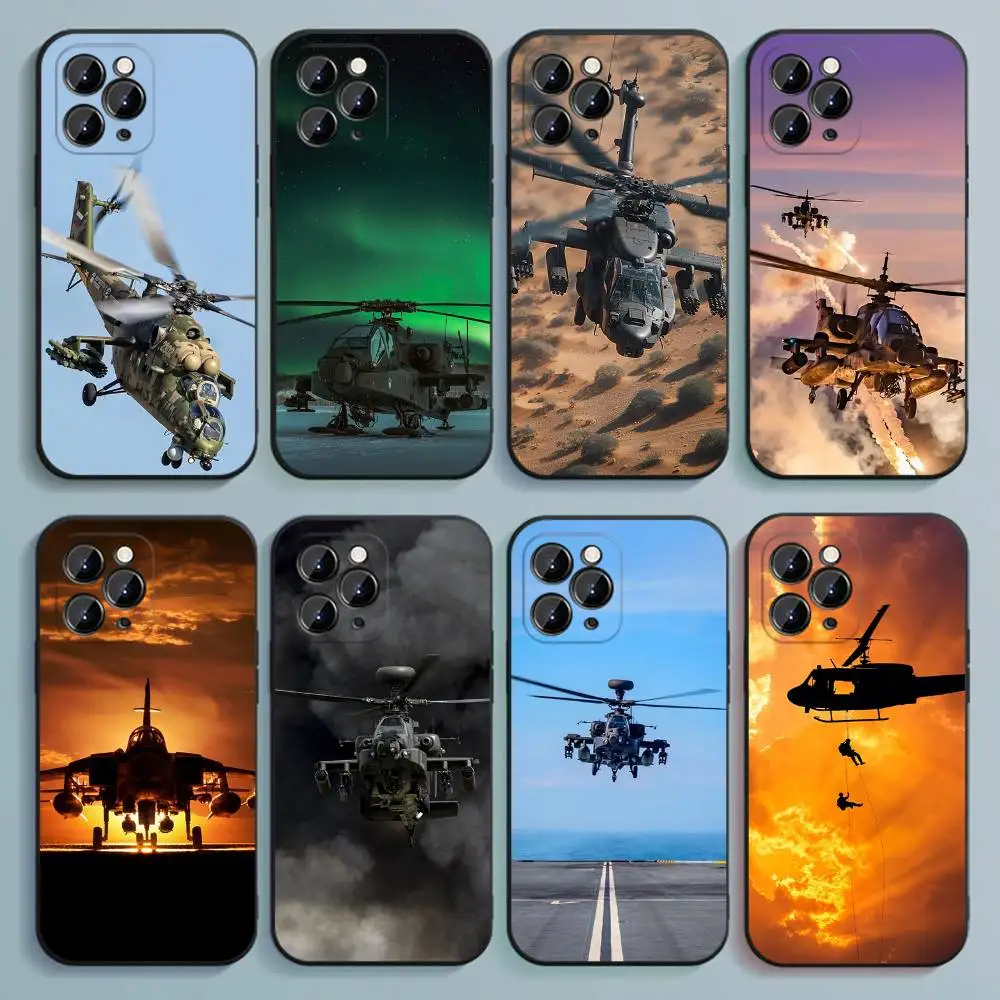 Чехол для телефона с вертолетом для iPhone 17,16,15,14,13,12,Pro,Max,Plus,E,SE4,Air,Mini,черный мягкий чехол