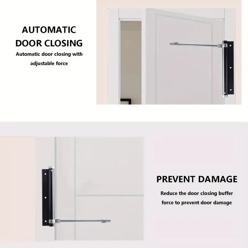 1 قطعة باب أوتوماتيكي أقرب أسود أو فضي قابل للتعديل الفولاذ المقاوم للصدأ جهاز إغلاق الباب التلقائي ملحقات الأجهزة المنزلية