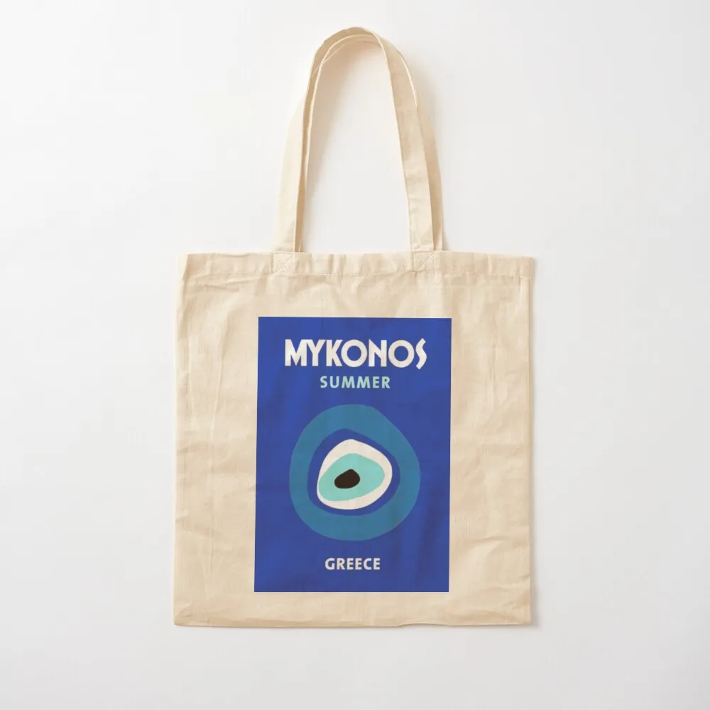 Mykonos - evil eye - summer Tote Bag shopping bags foldable hand bag ladies tote bag screen Canvas Tote