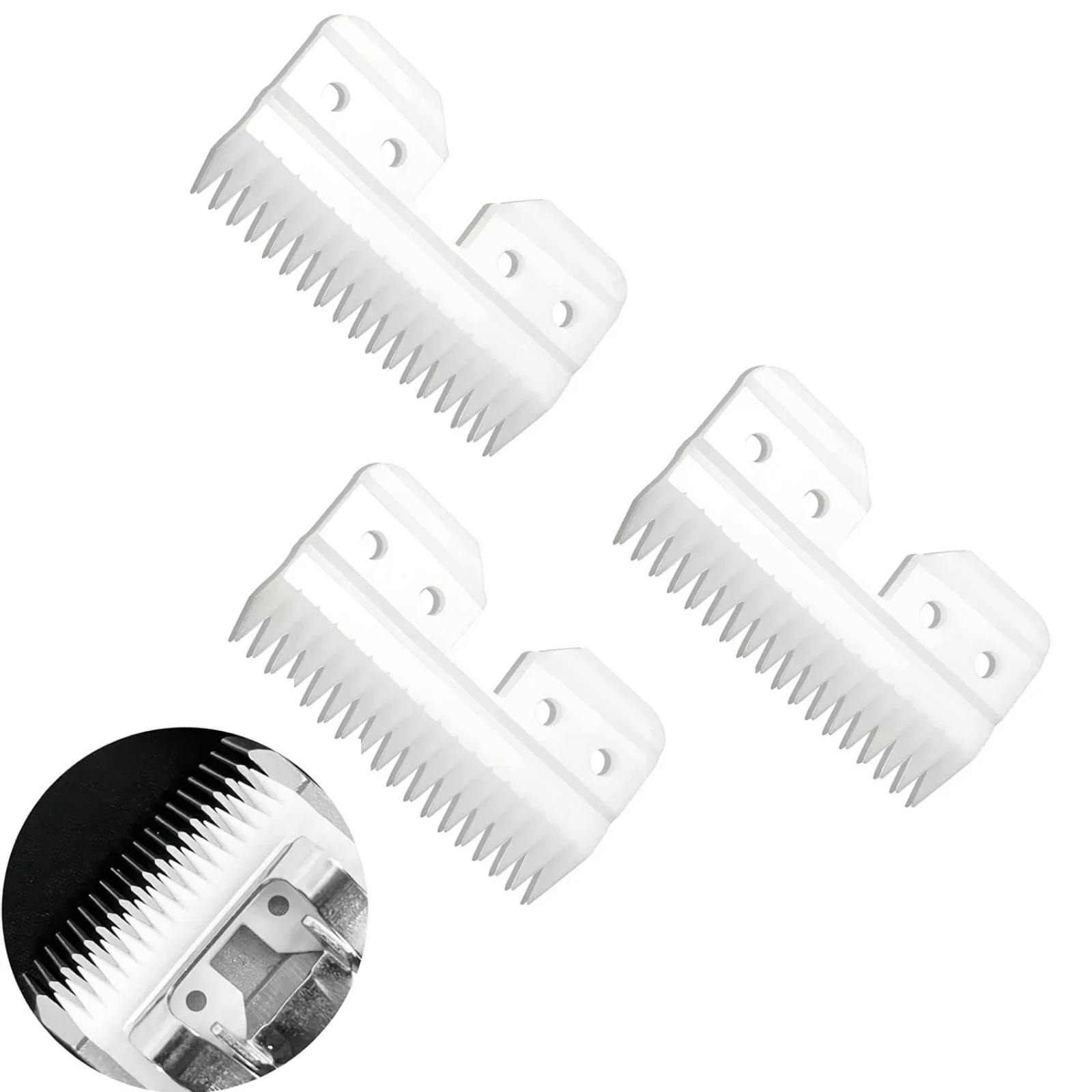 3Pcs/Set Ceramic Clipper Cutting Blade 18-Teeths Replacement For Oster Fast Feed Clipper For Wahl KM2 KM5 KM10 A5 Style Clippers