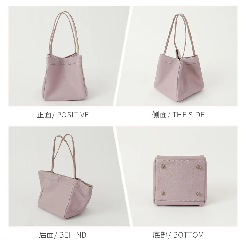 Wholesale Autumn and Winter Niche Design Portable Vegetable Basket Large Capacity Commuter Tote Bag Leather Shoulder Wings