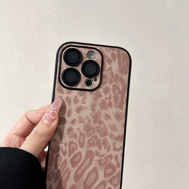 Fashion Leopard Fur Leather Phone Case for iPhone 11 12 13 14 15 16 Pro Max Plus 16plus 15plus Panther shockproof Cover