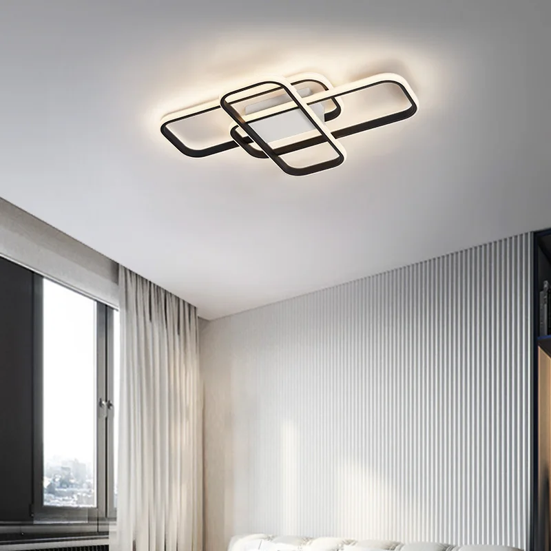 Ouro/preto minimalismo led lustre para sala de estar quarto brilho iluminação interior nordic moderno lustre led luz teto