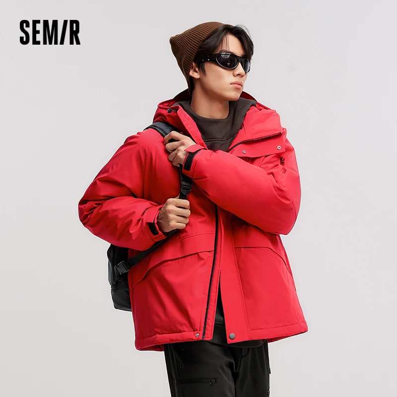 Semir Down Jacket Men Mid-Length 2024 Winter New RainproofStain-ResistantOil-Proof Windproof Loose Hooded Versatile Down Jacket