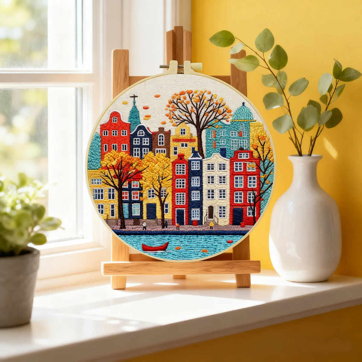 1 Stück 20X20CM/15X15CM 7,87/6,3 Zoll Architektur-Stickerei-Starter-Kit DIY-Kit DIY-Stickerei-Set Handarbeiten Heimdekoration – Detail 1
