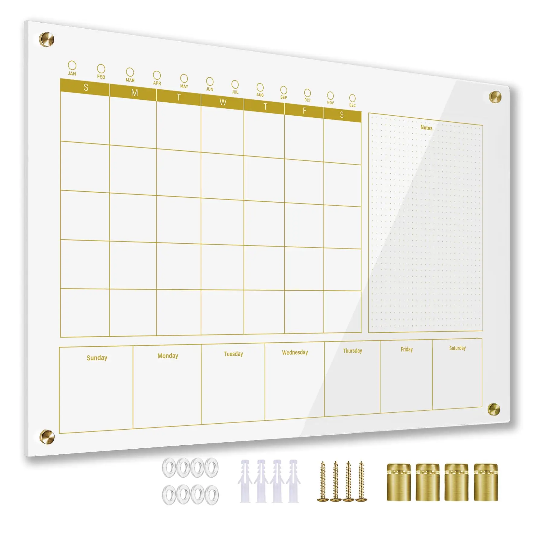 Oversize Premium Acrylic Calendar for Wall | Ultra-Thick Clear Dry & Erase Board | Large 28