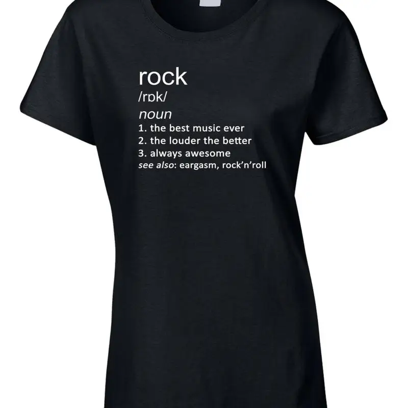 تي شيرت نسائي من Rock تي شيرت مضحك بتقنية موسيقى فرقة الروك المعدنية الرائعة