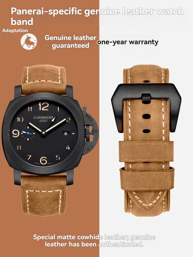 

For Panerai Watch Strap Genuine Leather Men's Panerai Matte Handmade Retro Crazy Horse Leather Watch Strap Accessories Bracelet