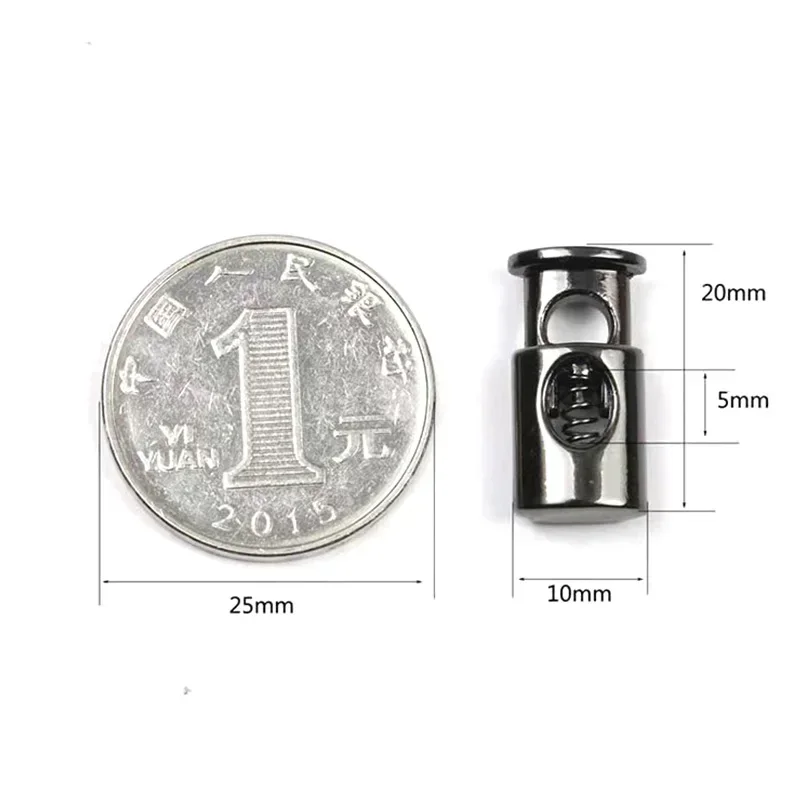 10Pcs/set Metal Cord Lock Clamp Spring Buckle Stopper Cord Ends Toggle Clip Shoelace Tightening Buckle Drawstring Accessories