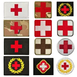 Medical Relief Embroidery Patch First Aid Morale Badge Mini Red Cross Emblem Hook Loop PVC Sticker IR Reflective Patch Wholesale