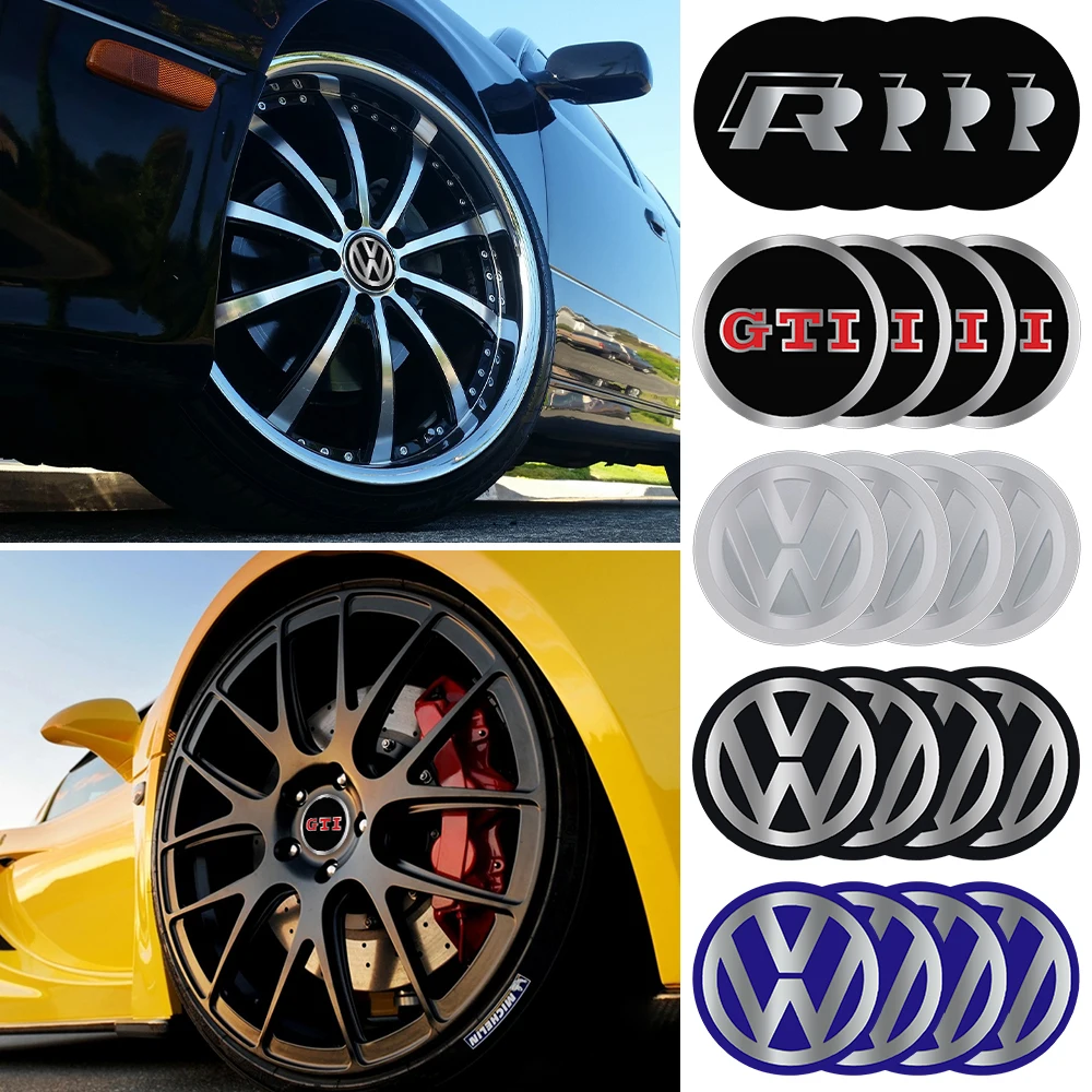 56/60/65mm Car Wheel Center Hub Cap Stickers Auto Rim Badge For Volkswagen Vw R GTI Tiguan Jetta Mk6 Scirocco Polo Touran Golf