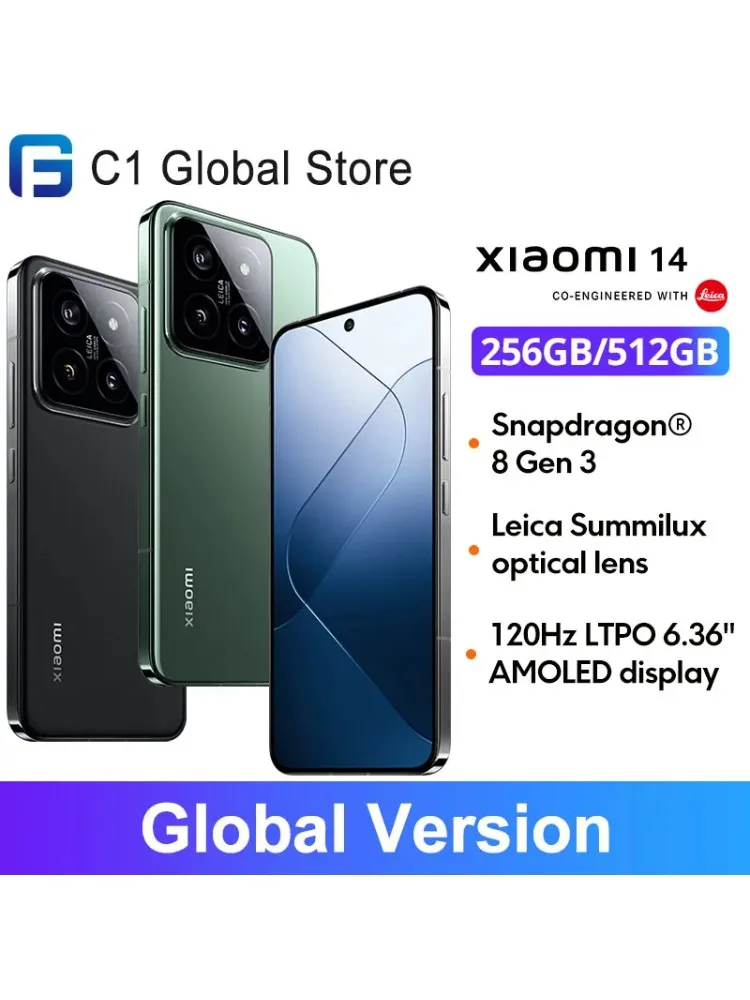 【Marque +】 Version mondiale Xiaomi 14 Snapdragon ®   8 Gen 3 Smartphone 1,5K 6,36" Écran AMOLED IP68 NFC 50MP Caméra Leica