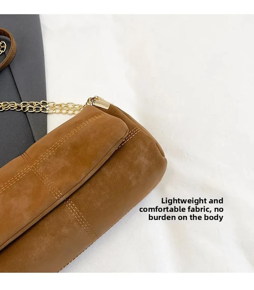 Hochwertige Wildleder-Schultertasche mit Großer Kapazität Ketten-Umhängetasche Quadratische Handtasche für Damen – Detail 2