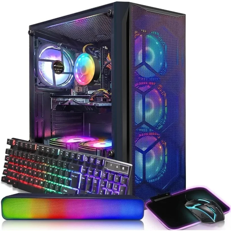 Computer desktop per PC da gioco, Core I7 fino a 3,9 GHz, Radeon RX 580 8G, 16G RAM, SSD 512G, WiFi, Bluetooth 5.0, RGB.