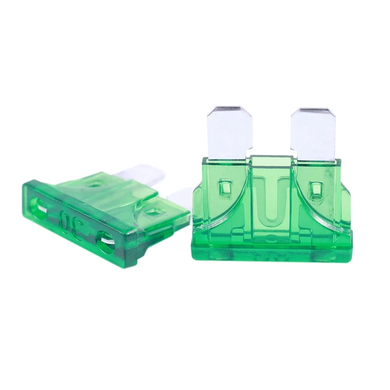 50Pcs Car ATC ATO Blade Fuse Fuse Fuse Red 10A With 30Pcs Vehicle Car 30A 30Amp Green Body Two Prong Blade ATC Fuse image 4