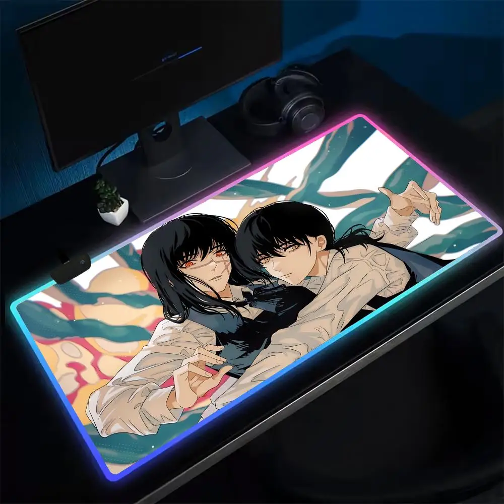 W-War D-Devil Mouse Pad Anime Gaming Mouse Pad LED Table Pads Backlit Rubber Desktop XXL RGB Desk Mats