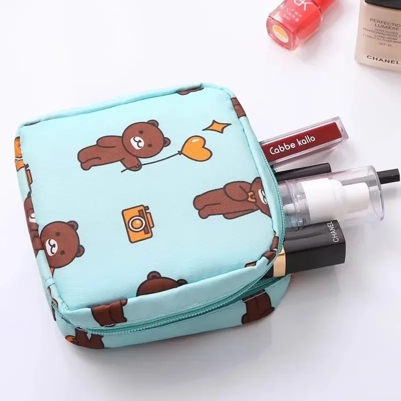 1PC Zero Wallet Sanitary Napkin Storage Bag Portable Simple Cartoon Cute Large Capacity Sanitary Cotton Portable Storage Bag
