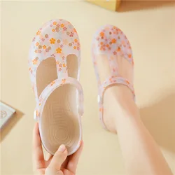 Big Size Women Jelly Shoes Breathable Sandals T-bar Sandal Summer Rubber Shoes