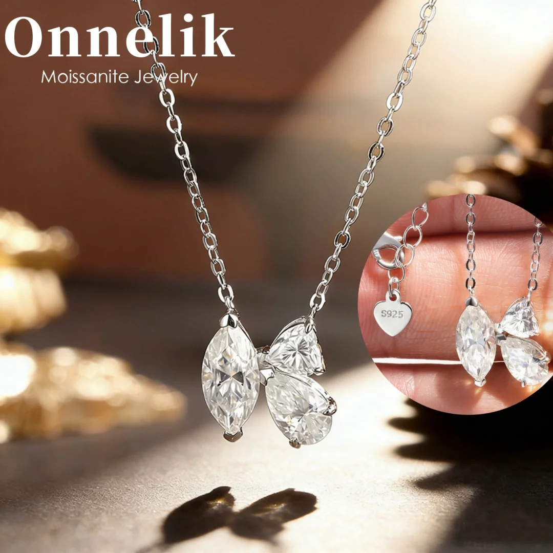 

Onnelik 3cttw Marquise Cut Moissanite Necklace S925 Sterling Silver Multi-Shape Waterdrop Lab Diamond Party Fine Jewelry Gift f