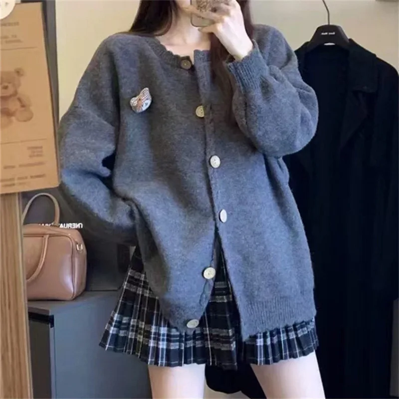 

Autumn and Winter New Minimalist Sweater Women's Coat Japanese Cute Casual Knitted Women's Cardigan